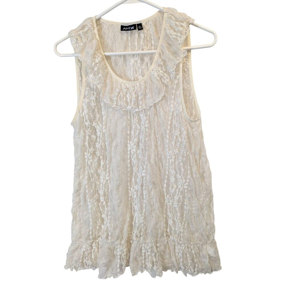 Apt 9 Cream Sleeveless Lace Pullover Top size XL Stretch Sheer Goth Victorian